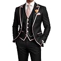 Men's 3 Piece Tuxedo for Men Slim Fit Black Wedding Suits for Groom Groomsman Prom Graduation Jacket Vest Pants