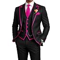 Men's 3 Piece Tuxedo for Men Slim Fit Black Wedding Suits for Groom Groomsman Prom Graduation Jacket Vest Pants