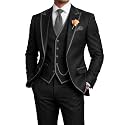 Men's 3 Piece Tuxedo for Men Slim Fit Black Wedding Suits for Groom Groomsman Prom Graduation Jacket Vest Pants