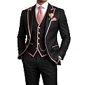 Men's 3 Piece Tuxedo for Men Slim Fit Black Wedding Suits for Groom Groomsman Prom Graduation Jacket Vest Pants