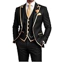 Men's 3 Piece Tuxedo for Men Slim Fit Black Wedding Suits for Groom Groomsman Prom Graduation Jacket Vest Pants