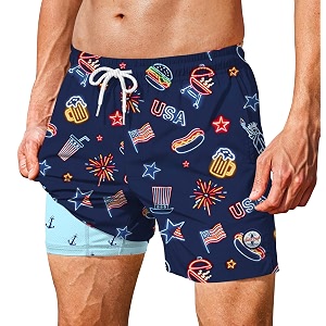 Mens 5 Swim Trunks with Compression Liner