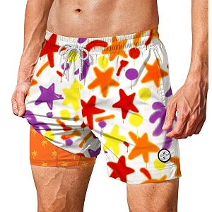 Mens 5 Swim Trunks with Compression Liner