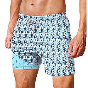 Mens 5 Swim Trunks with Compression Liner