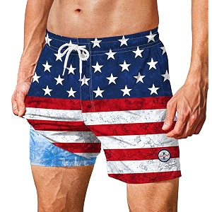 Mens 5 Swim Trunks with Compression Liner