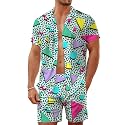 Men's 80s 90s Neon Hawaiian Shirt Rave Disco Glow Party Sets