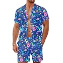 Men's 80s 90s Neon Hawaiian Shirt Rave Disco Glow Party Sets