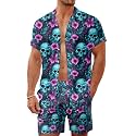 Men's 80s 90s Neon Hawaiian Shirt Rave Disco Glow Party Sets