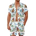 Men's 80s 90s Neon Hawaiian Shirt Rave Disco Glow Party Sets