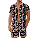 Men's 80s 90s Neon Hawaiian Shirt Rave Disco Glow Party Sets