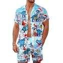 Men's 80s 90s Neon Hawaiian Shirt Rave Disco Glow Party Sets