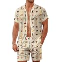 Men's 80s 90s Neon Hawaiian Shirt Rave Disco Glow Party Sets