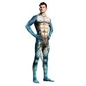 Men's Animal Bodysuit Costume with Big Tail Print Petsuit Spandex Furry Jumpsuit Cosplay Halloween Party