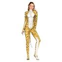 Men's Animal Bodysuit Costume with Big Tail Print Petsuit Spandex Furry Jumpsuit Cosplay Halloween Party