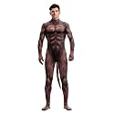 Men's Animal Bodysuit Costume with Big Tail Print Petsuit Spandex Furry Jumpsuit Cosplay Halloween Party