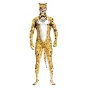 Men's Animal Bodysuit Costume with Big Tail Print Petsuit Spandex Furry Jumpsuit Cosplay Halloween Party