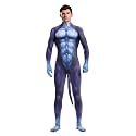 Men's Animal Bodysuit Costume with Big Tail Print Petsuit Spandex Furry Jumpsuit Cosplay Halloween Party