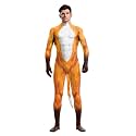 Men's Animal Bodysuit Costume with Big Tail Print Petsuit Spandex Furry Jumpsuit Cosplay Halloween Party
