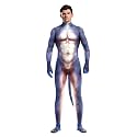Men's Animal Bodysuit Costume with Big Tail Print Petsuit Spandex Furry Jumpsuit Cosplay Halloween Party