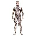 Men's Animal Bodysuit Costume with Big Tail Print Petsuit Spandex Furry Jumpsuit Cosplay Halloween Party