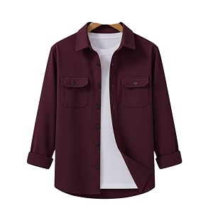Mens Black Casual Shirt Long Sleeve Dual