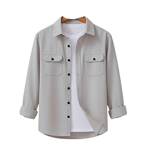 Mens Black Casual Shirt Long Sleeve Dual