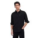 Men39s Black Relaxed Fit Textured Woven Casual