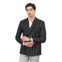 Men39s Black Striped Double-Breasted Blazer
