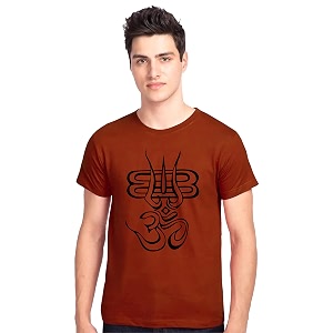 Mens Black T-Shirt with Om Symbol Print