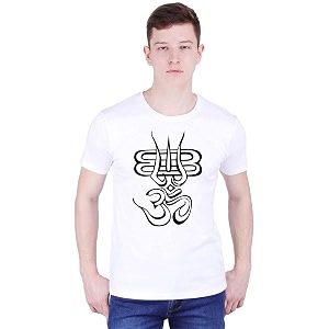 Mens Black T-Shirt with Om Symbol Print