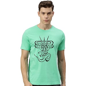 Mens Black T-Shirt with Om Symbol Print