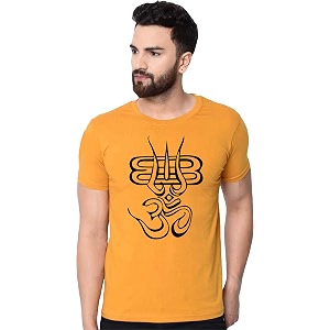 Mens Black T-Shirt with Om Symbol Print
