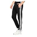 Men39s Black Track Pants with Side Stripes