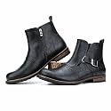 Men's British-Style Buckle Oxford Boots | Buckle Strap Side-Zip Oxford Boots for Casual, Business &amp; Work (Ankle-Length)