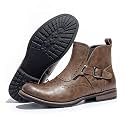 Men's British-Style Buckle Oxford Boots | Buckle Strap Side-Zip Oxford Boots for Casual, Business &amp; Work (Ankle-Length)