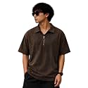 Men39s Brown French Terry Cotton Oversized Polo