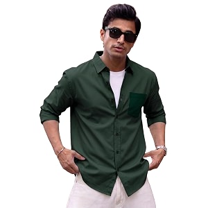 Mens Brown Solid Full Sleeve Casual Shirt