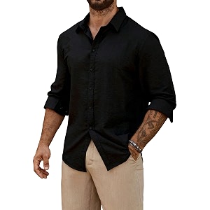 Mens Casual Button Down Shirts Long Sleeve