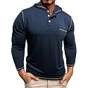 Men's Casual Polo Shirts Classic Long Sleeve Basic Button T-Shirt Lightweight Cotton Golf Tops with Pocket