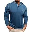 Men's Casual Polo Shirts Classic Long Sleeve Basic Button T-Shirt Lightweight Cotton Golf Tops with Pocket