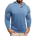Men's Casual Polo Shirts Classic Long Sleeve Basic Button T-Shirt Lightweight Cotton Golf Tops with Pocket