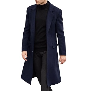 Mens Casual Trench Coat Slim Fit Notched