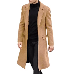 Mens Casual Trench Coat Slim Fit Notched