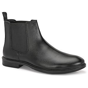Mens Chelsea Boots Black Leather Elastic Side
