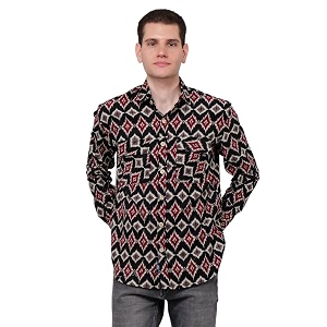 Mens Corduroy Prints Full Sleeves Collared Neck