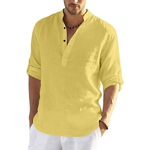 men39s cotton blend casual kurta shirt regular fit full sleeve short straight kurta shirt for men