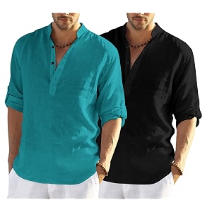 men39s cotton blend casual kurta shirt regular fit full sleeve short straight kurta shirt for men