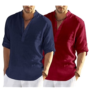 men39s cotton blend casual kurta shirt regular fit full sleeve short straight kurta shirt for men