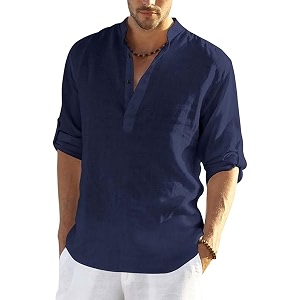 men39s cotton blend casual kurta shirt regular fit full sleeve short straight kurta shirt for men
