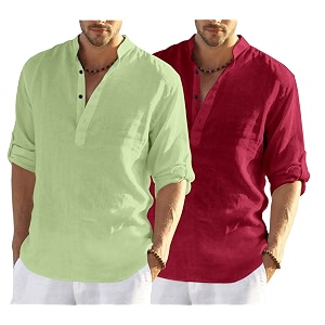 men39s cotton blend casual kurta shirt regular fit full sleeve short straight kurta shirt for men